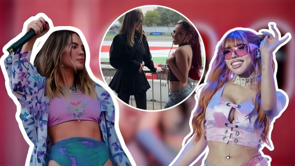 Yeri Mua y Belinda fueran vistas charlando durante el Gran Premio de la Fórmula 1 en el Autódromo Hermanos Rodríguez.