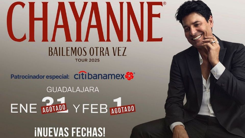 Chayanne confirmo nuevas fechas para su concierto en Guadalajara.