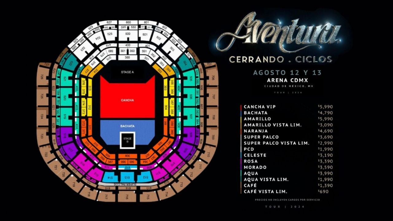 Tickets for Aventura Enviornment CDMX: Costs and Areas to see Romeo Santos