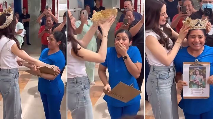 Fátima Bosch le pone su corona de Miss Universo 2025 a enfermera y le canta Las Mañanitas (VIDEO)
