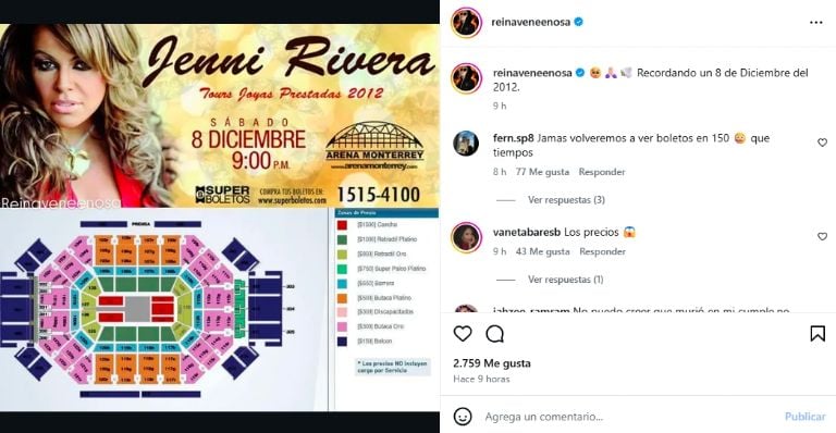 Mapa, zonas y precios de los boletos del último concierto de Jenni Rivera