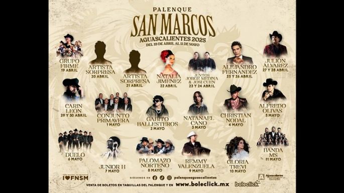 Anuncian cartel del Palenque San Marcos Aguascalientes 2025