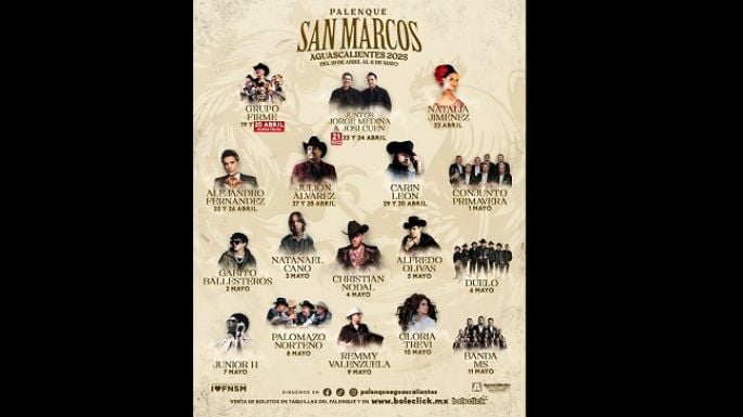 El Palenque San Marcos Aguascalientes te espera con artistas de primer nivel