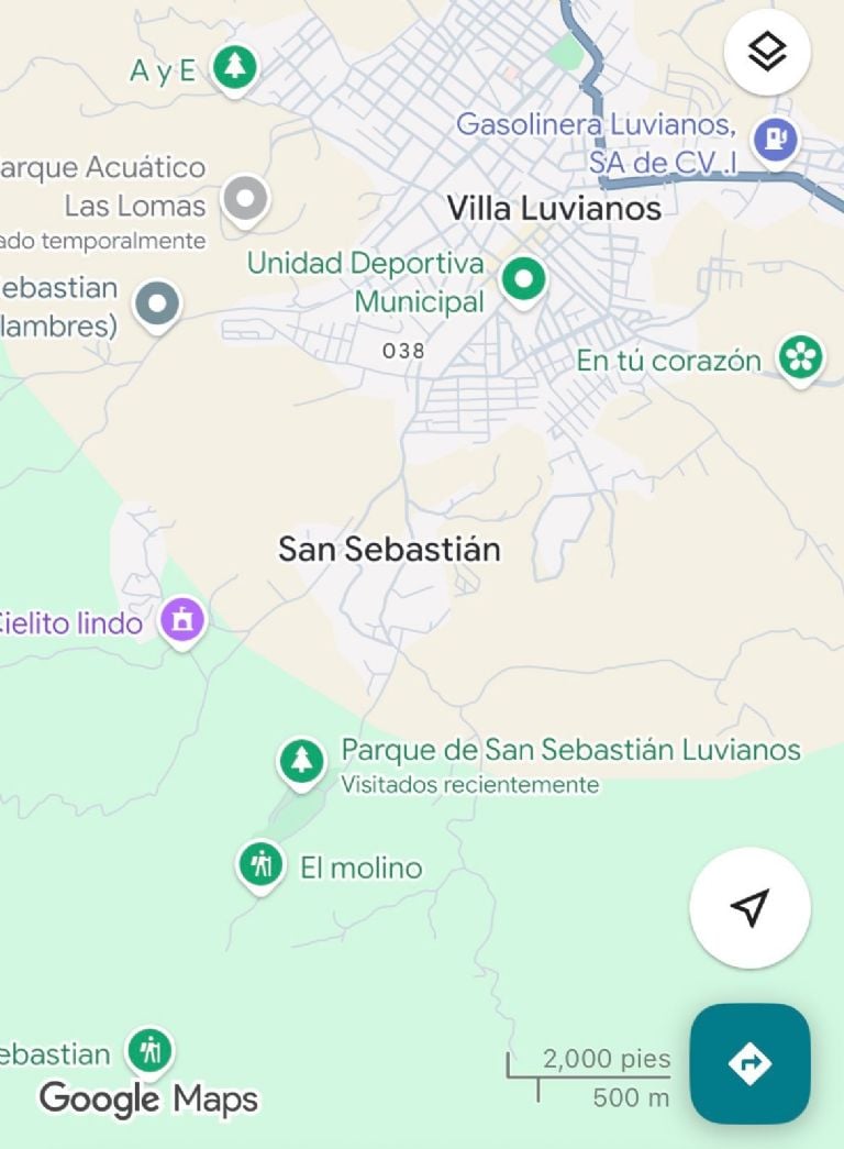 Ubicación del Parque Estatal San Sebastián Luvianos