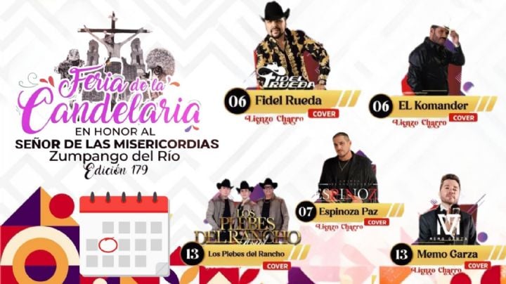 Feria de la Candelaria Zumpango del Río 2026: Cartelera completa de artistas que darán concierto en Guerrero
