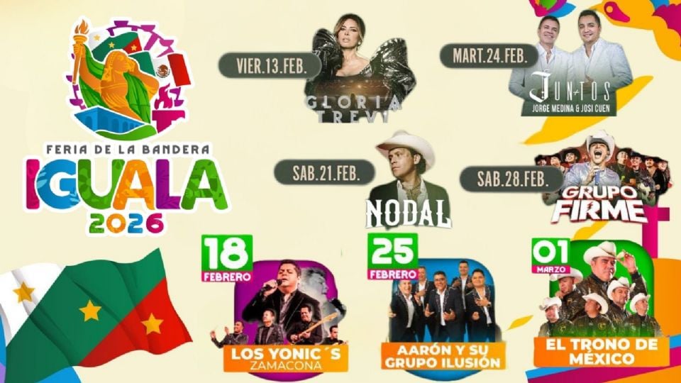Artistas que se presentarán en la Feria de la Bandera Iguala 2026