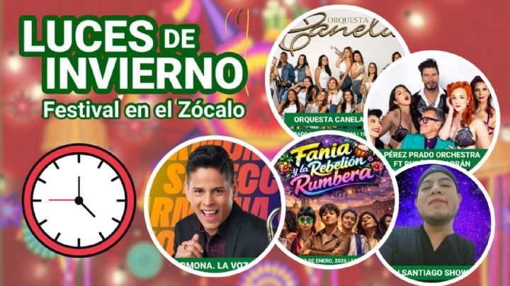 Festival Luces de Invierno CDMX 2025-2026: ¿Qué artistas darán concierto GRATIS HOY 3 de enero en el Zócalo? Programa completo