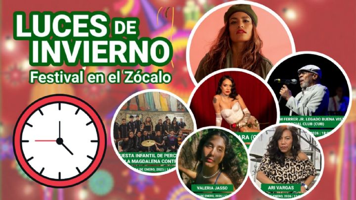 Festival Luces de Invierno CDMX 2025-2026: ¿Qué artistas darán concierto GRATIS HOY 4 de enero en el Zócalo? Programa completo