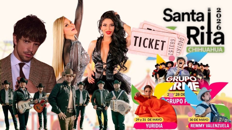 Artistas que se presentarán esta semana en la Feria Santa Rita Chihuahua 2026.